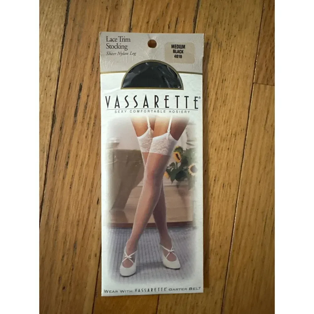 NEW Vintage Black Pantyhose Vassarette No Nonsense